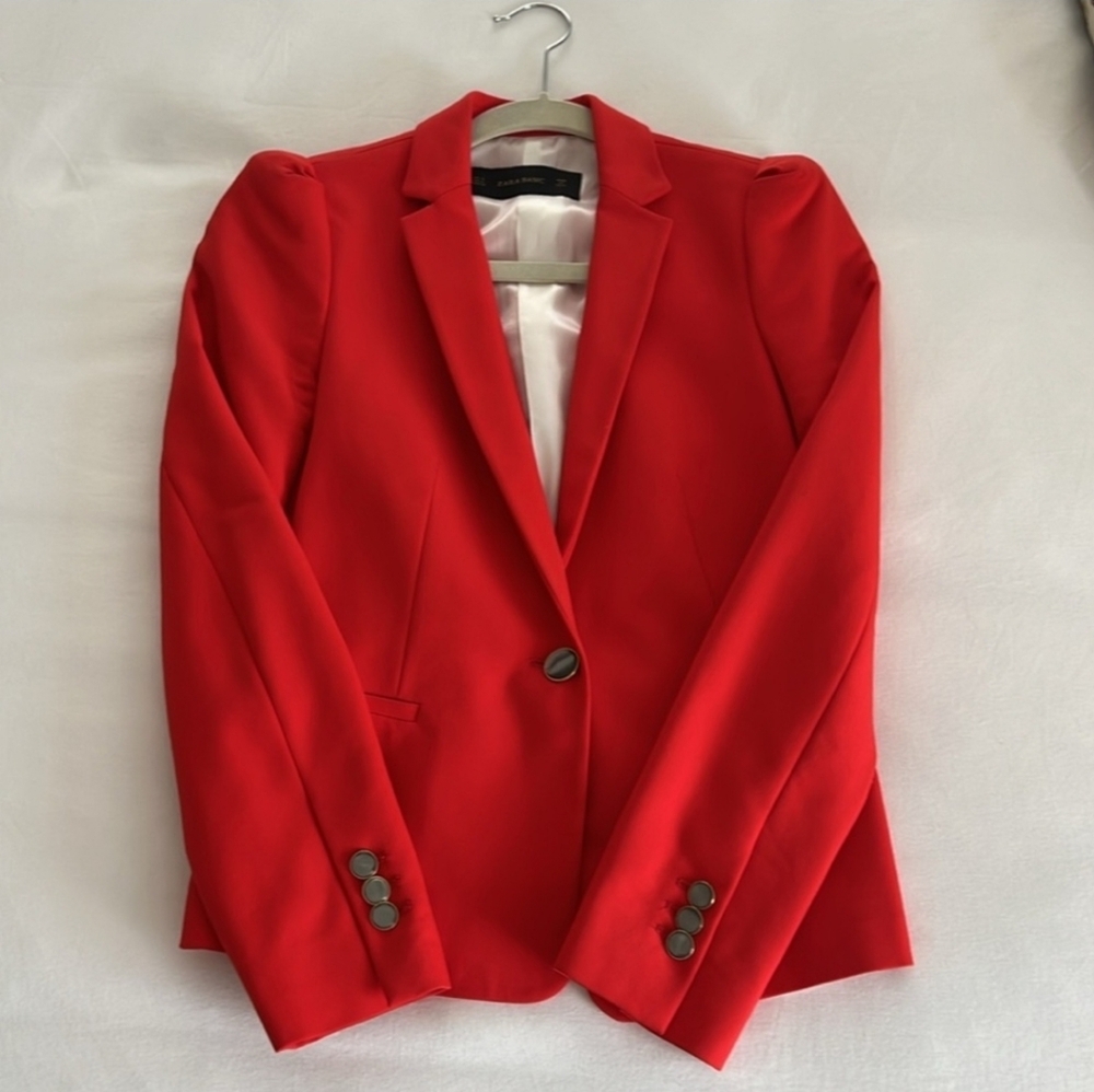 Zara Basic, Puff Sleeve Blazer, Small - image 3